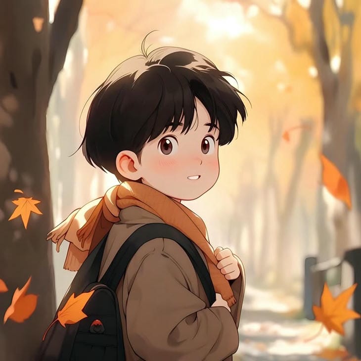 chibi dễ thương bạn nam vào mùa thu đẹp