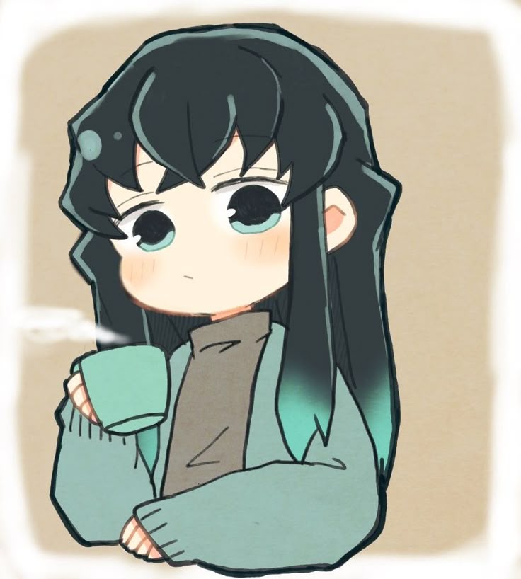 tràmuichirou chibi ngồi uống trà